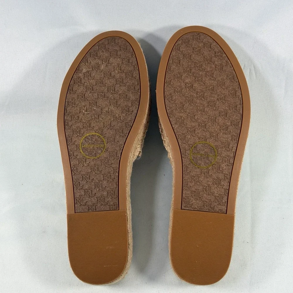 Lauren Ralph Lauren Size-8B Women's Polly Espadrille Flat Sandals Beige Denim